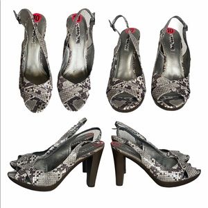 BANDOLINO Snakeprint Slingback Heels - Size 10
